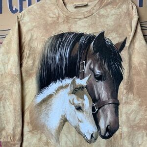 The Mountain Tan Horse Print Long Sleeve Shirt